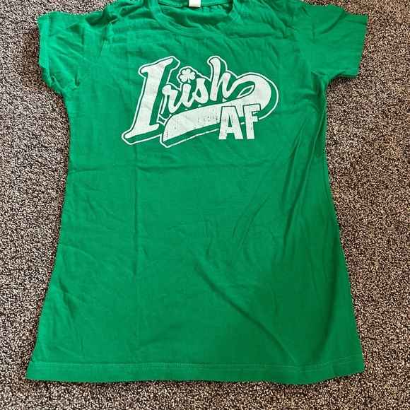 Irish AF Green Graphic Tee Tultex Size Large 100% Cotton Funny St Patrick Shirt - Picture 1 of 6